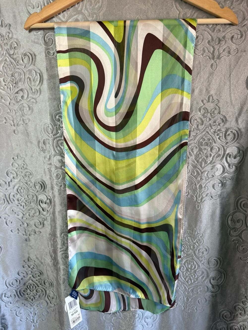 NWT Charter Club 100% Silk Abstract Swirl Print Scarf